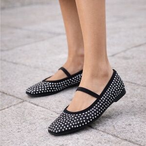 Scoop Rhinestone Mesh Mary Jane Flats Blush Pink Balletcore Shoes 11